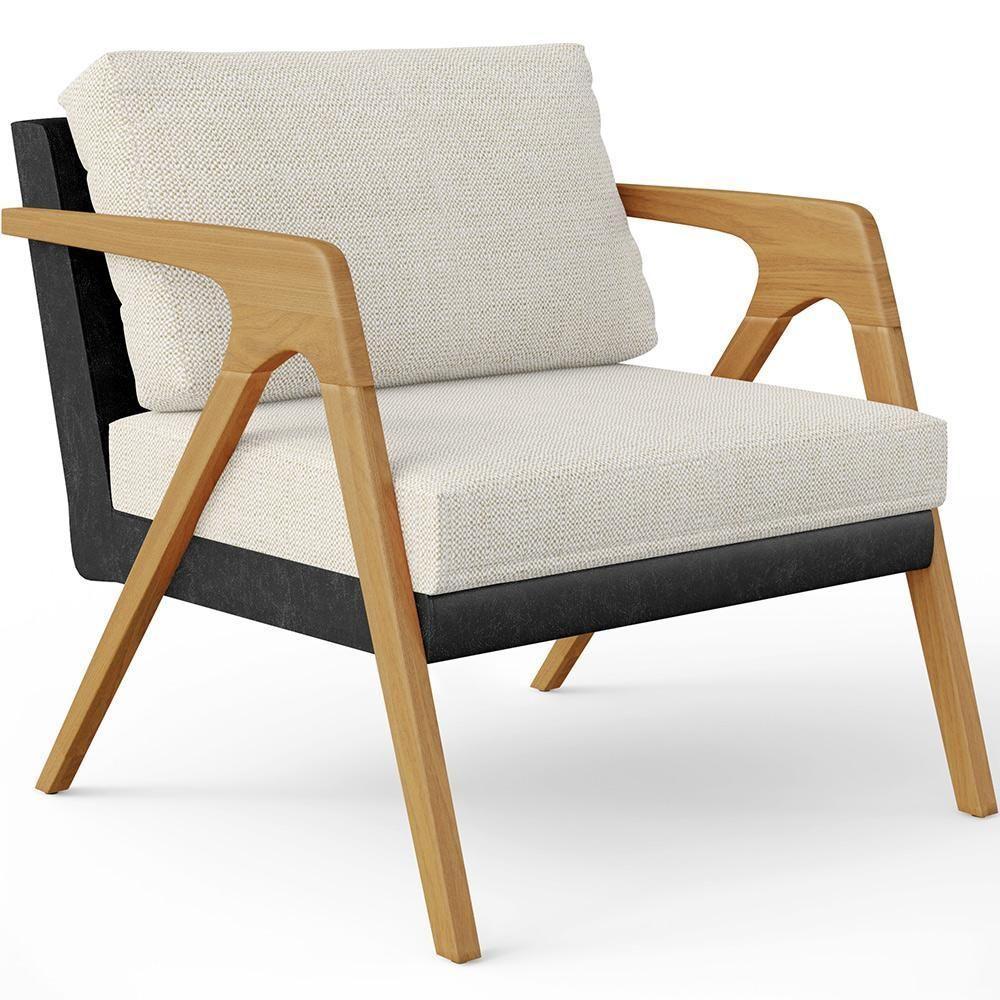 Kit 04 Poltronas Sala L02 Couríssimo Preto Linho Champagne - 7