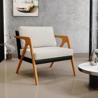 Kit 04 Poltronas Sala L02 Couríssimo Preto Linho Champagne - 8