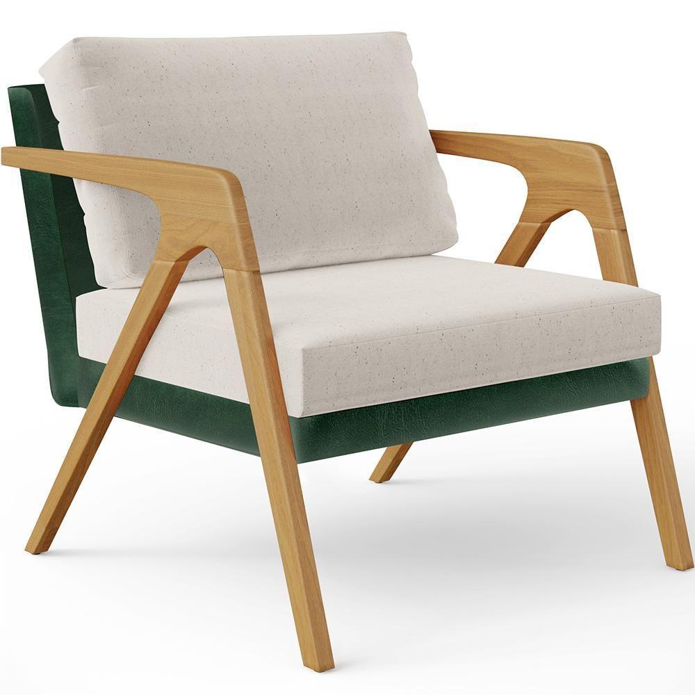 Kit 04 Poltronas Sala L02 Facto Verde Musgo Linho Cru - 7