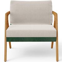 Kit 04 Poltronas Sala L02 Facto Verde Musgo Linho Cru