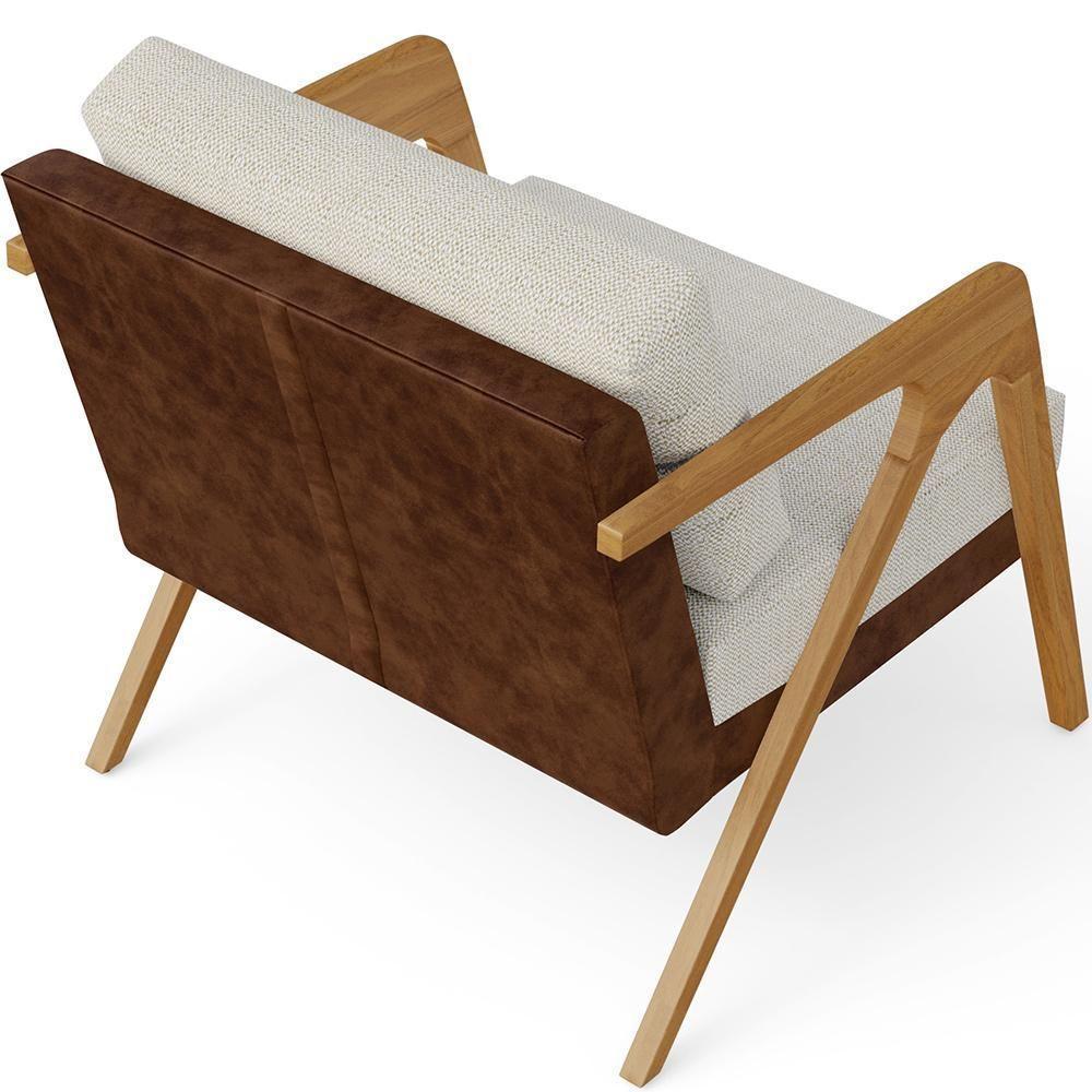 Kit 02 Poltronas Pietra L02 Marrom Linho Champagne - 2