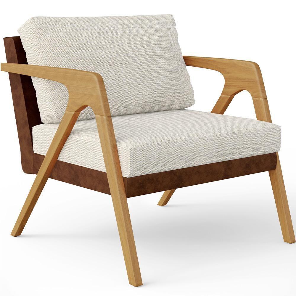 Kit 02 Poltronas Pietra L02 Marrom Linho Champagne - 7