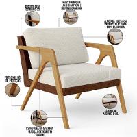 Kit 02 Poltronas Pietra L02 Marrom Linho Champagne - 6