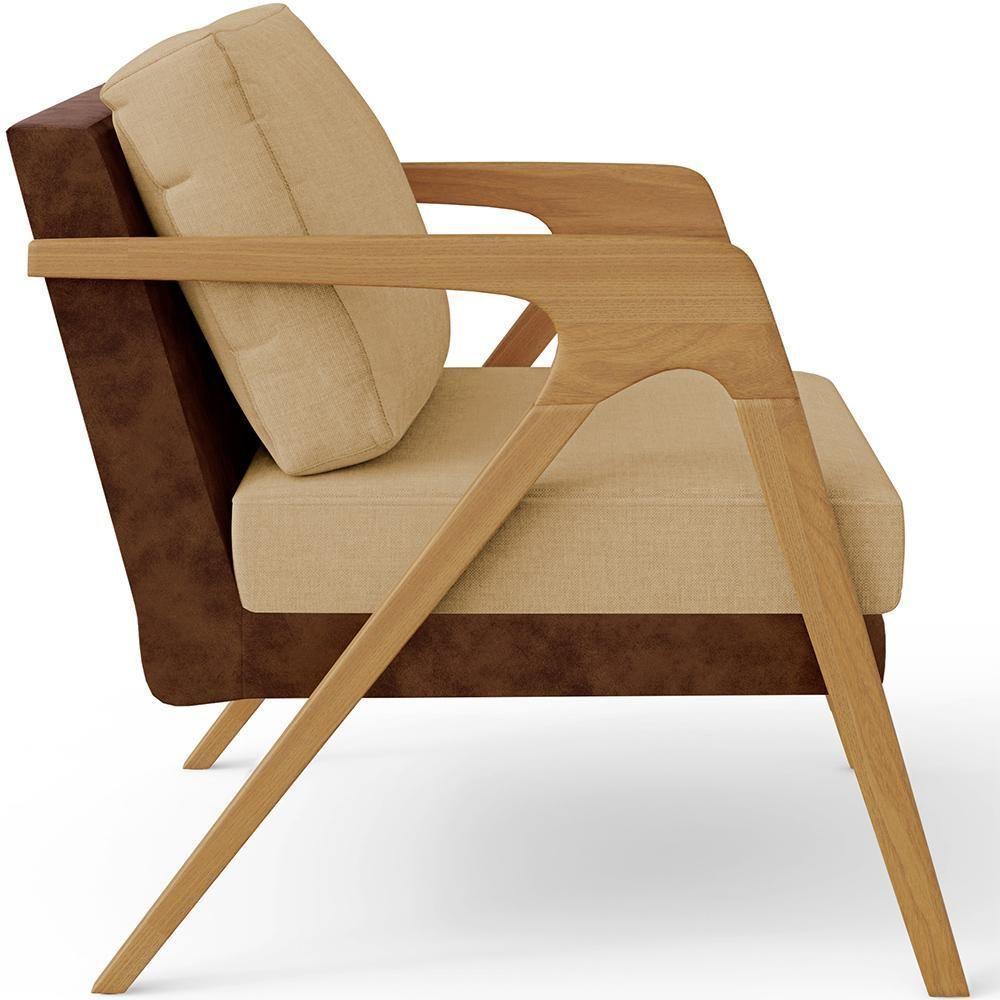 Kit 03 Poltronas Pietra L02 Marrom Linho Bege Escuro - 3