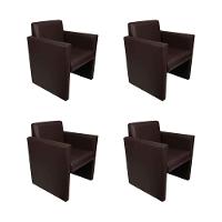 Kit 4 Poltronas Nina Executiva 1 Lugar Pé Fechado Madeira Maciça - Marrom Café - Cor: Marrom - 1