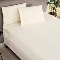 Jogo Cama Lençol Home Basic Casal 180 Fios C/ Ponto Palito 3 Peças - Palha - 1