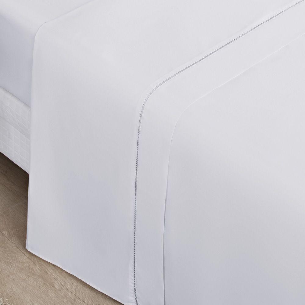 Jogo Cama Lençol Home Basic Casal 180 Fios C/ Ponto Palito 4 Peças - Branco - 2