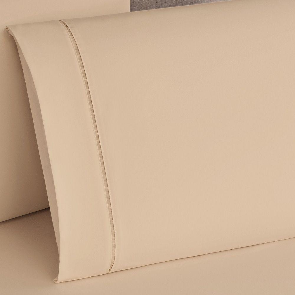 Jogo Cama Lençol Home Basic Solteiro 180 Fios C/ Ponto Palito 2 Peças - Cáqui - 2