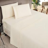 Jogo Cama Lençol Home Basic Queen 180 Fios C/ Ponto Palito 4 Peças - Palha - 1