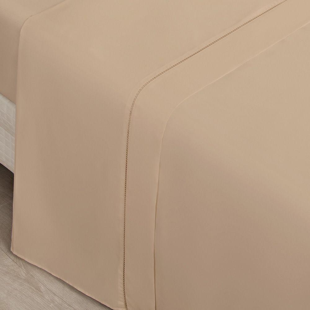 Jogo Cama Lençol Home Basic Casal 180 Fios C/ Ponto Palito 4 Peças - Cáqui - 2