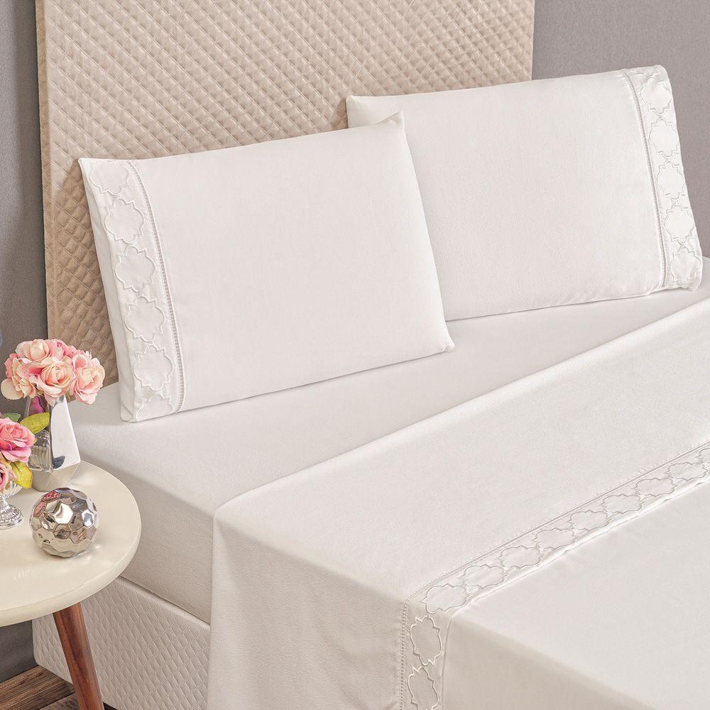 Jogo Cama Lençol Santoro King 4 Peças Branco - 1
