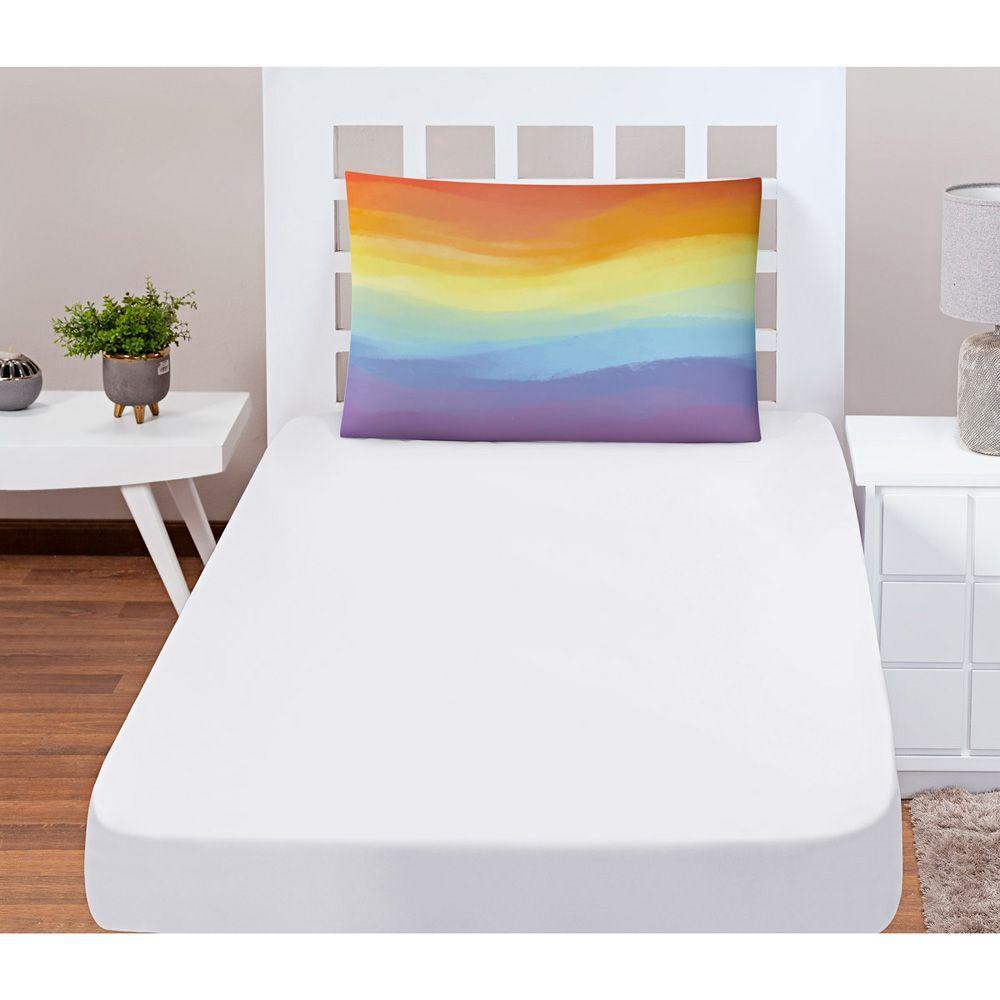 Jogo Cama Lençol Shine Solteiro Microfibra 180 Fios 2 Peças - Tie Dye Branco - 3