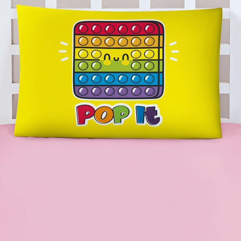 Jogo Cama Lençol Shine Solteiro Microfibra 180 Fios 2 Peças - Pop It Rosa Amarelo - 5