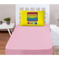 Jogo Cama Lençol Shine Solteiro Microfibra 180 Fios 2 Peças - Pop It Rosa Amarelo