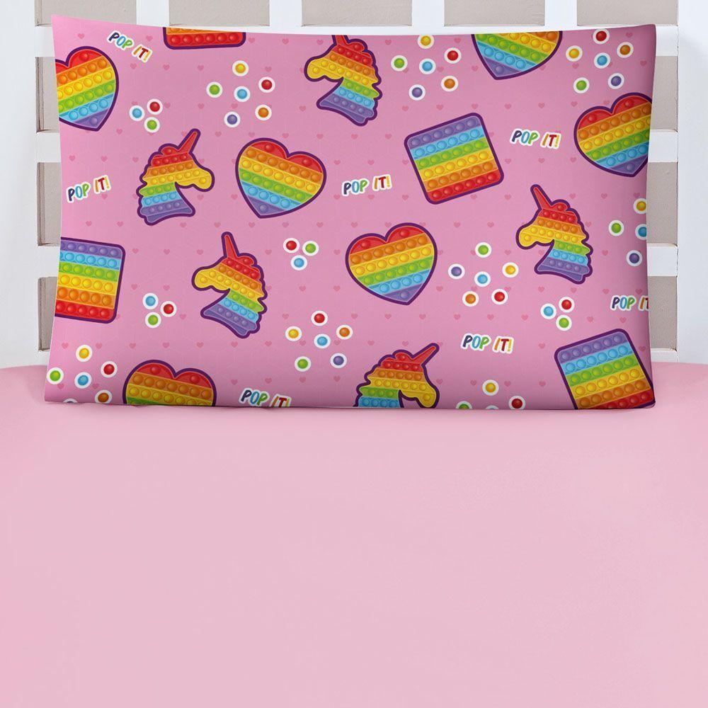 Jogo Cama Lençol Shine Solteiro Microfibra 180 Fios 2 Peças - Pop It Rosa - 2