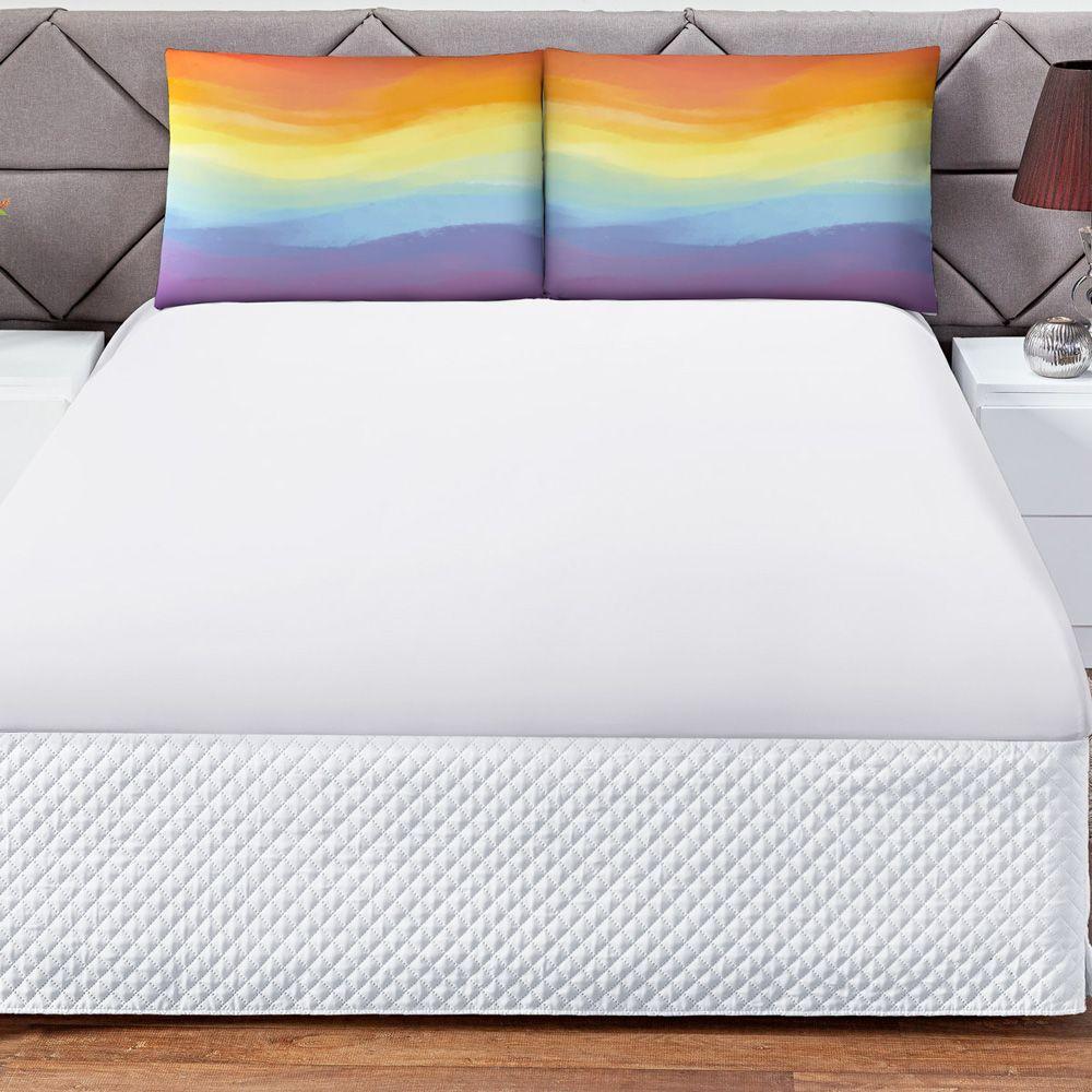 Jogo Cama Lençol Shine Casal Microfibra 180 Fios 3 Peças - Tie Dye Branco - 3