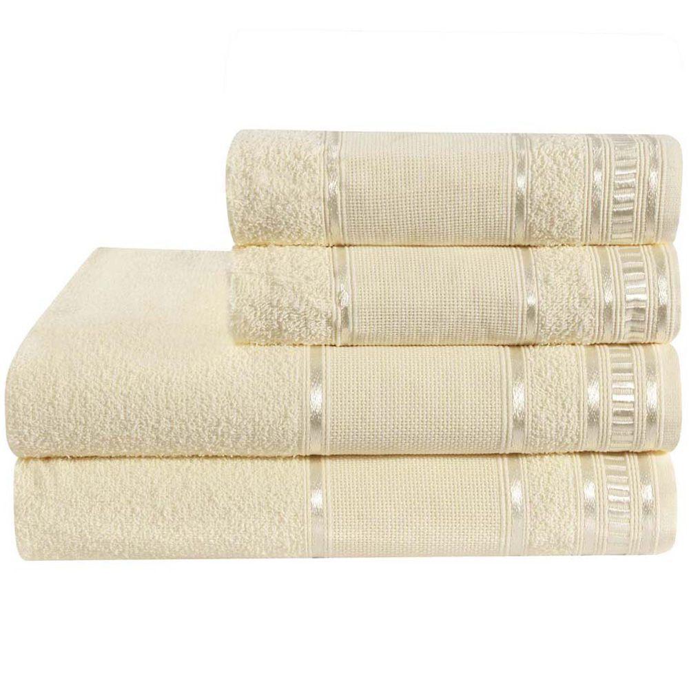 Jogo De Banho100% Algodão 4 Peças Palha Pérola - 1