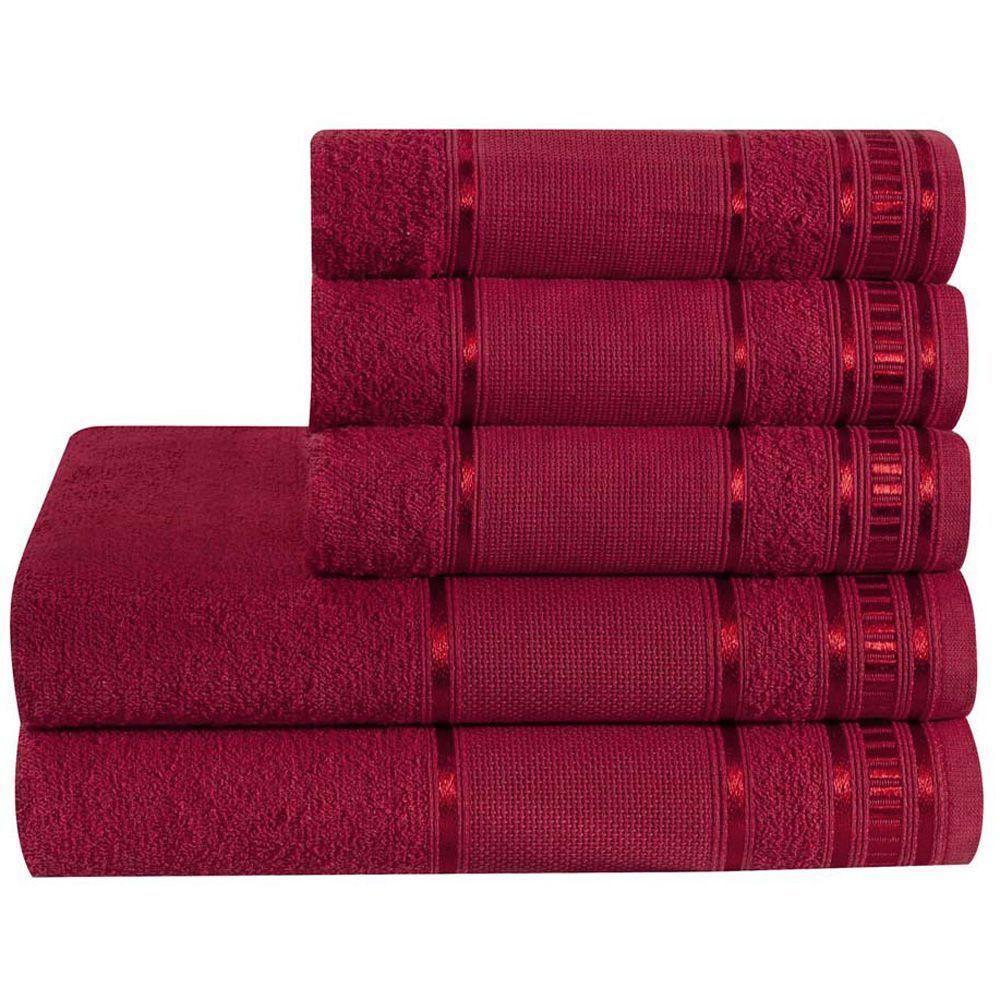 Jogo De Banho100% Algodão 5 Peças Vermelho Real - 1