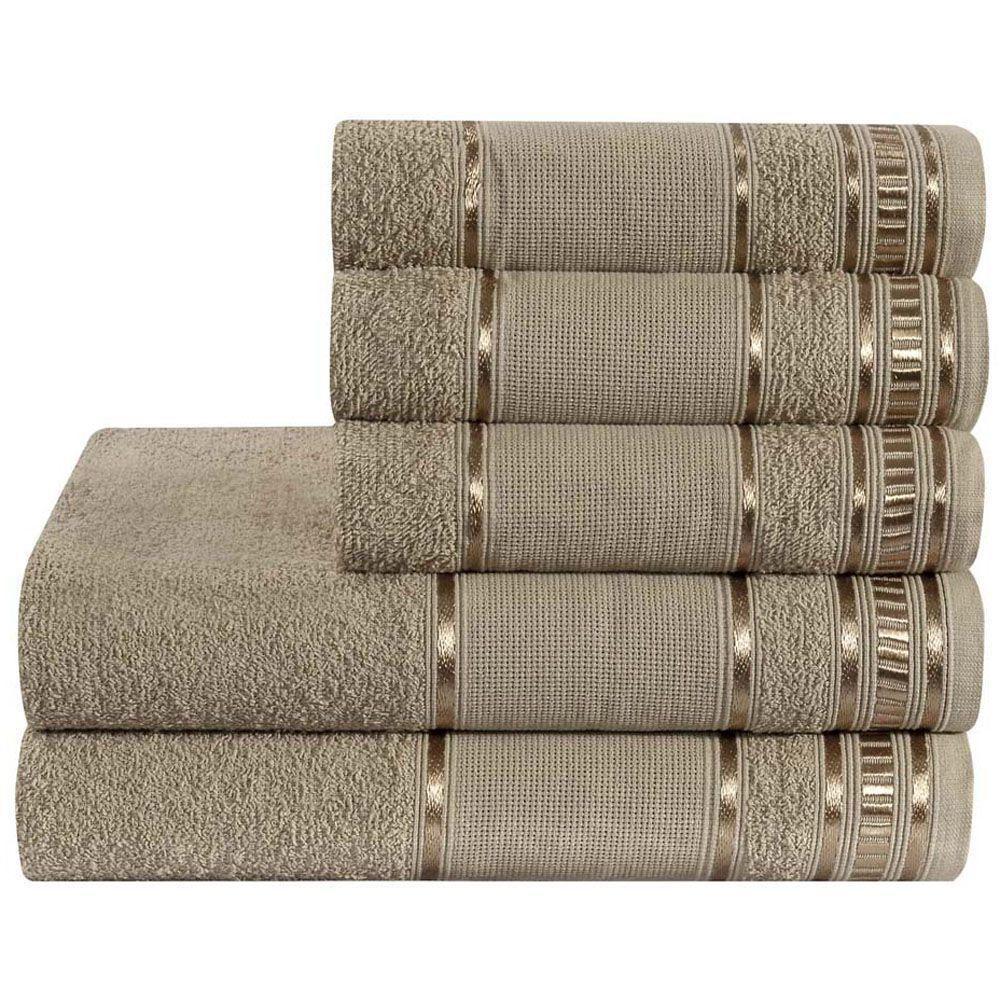 Jogo De Banho100% Algodão 5 Peças Cáqui - 1