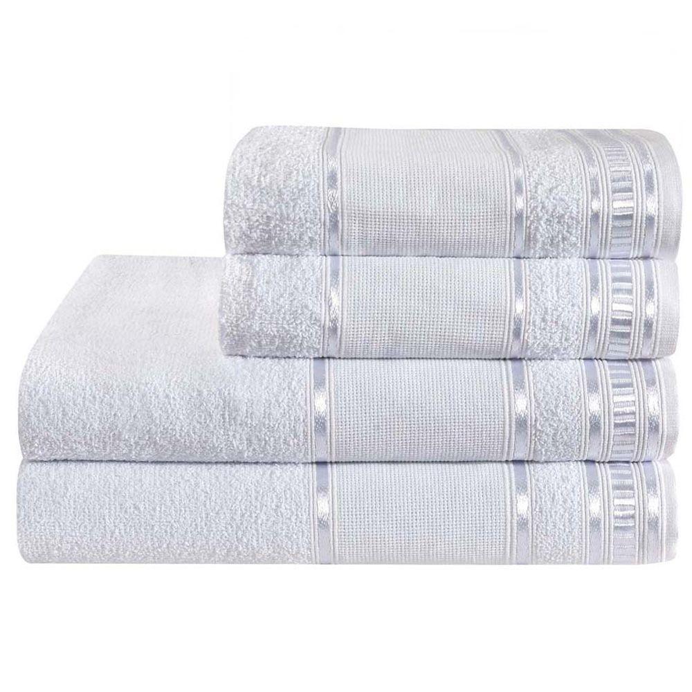 Jogo De Banho100% Algodão 4 Peças Branco - 1