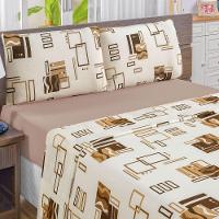 Jogo De Cama Solteiro Quality Estampado Malha 100% Algodão 3 Peças - Avelã - 1
