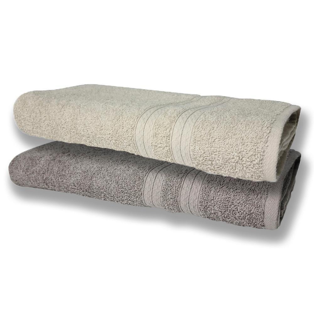 2 Toalhas Super Felpudas Grande E Grossa Algodão 80x150 Bege+cinza - 1
