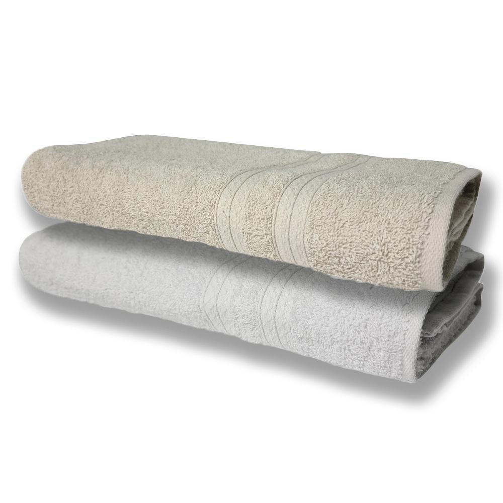 2 Toalhas Super Felpudas Grande E Grossa Algodão 80x150 Bege+branco - 1