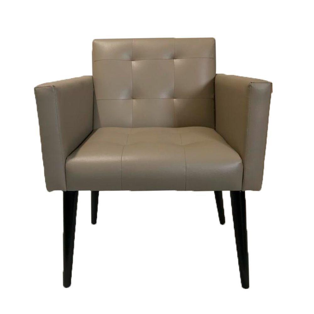 Poltrona Luca Plus Ideal Sala De Recepção Em Tecido Sintético - Bege - Cor: Bege - 1