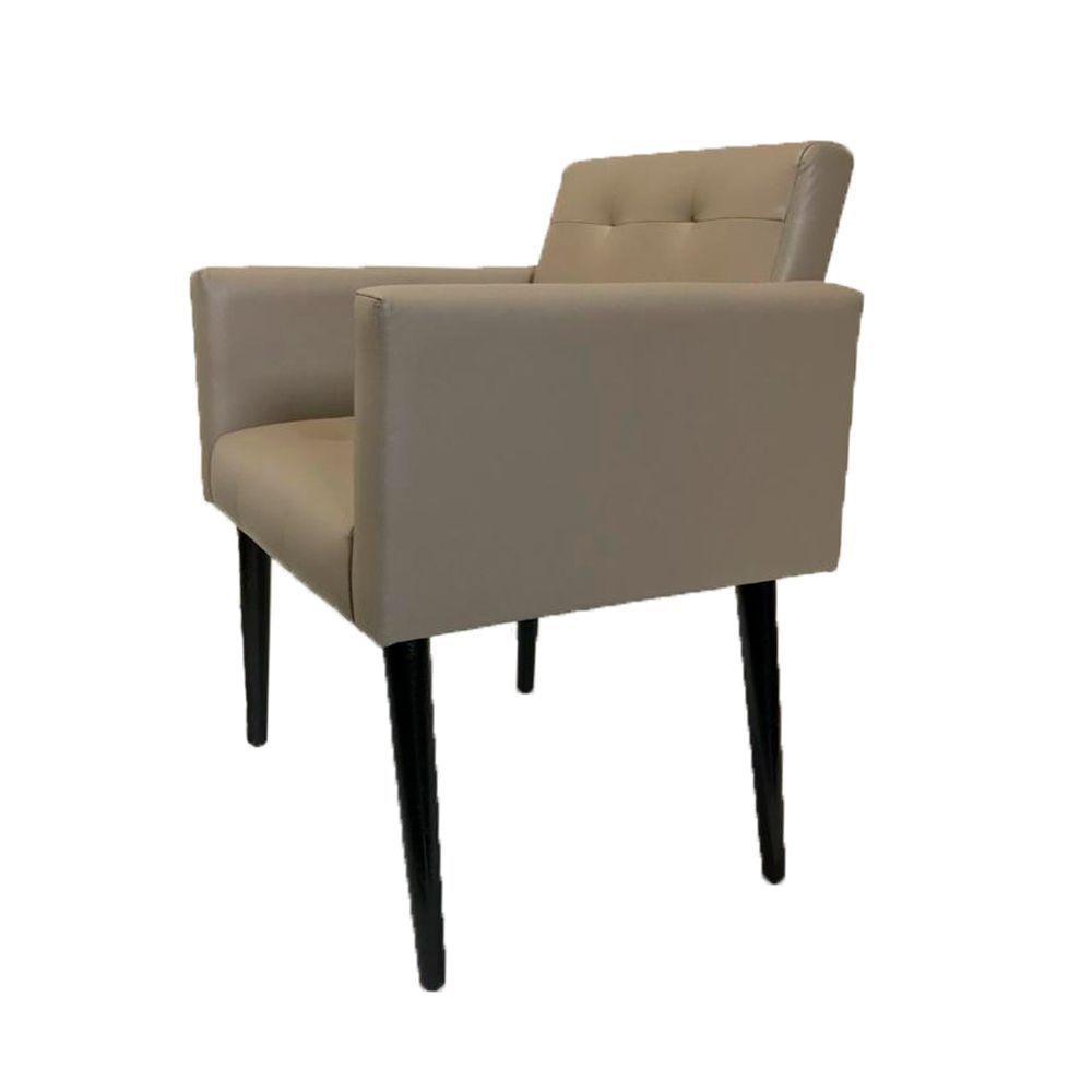Poltrona Luca Plus Ideal Sala De Recepção Em Tecido Sintético - Bege - Cor: Bege - 2
