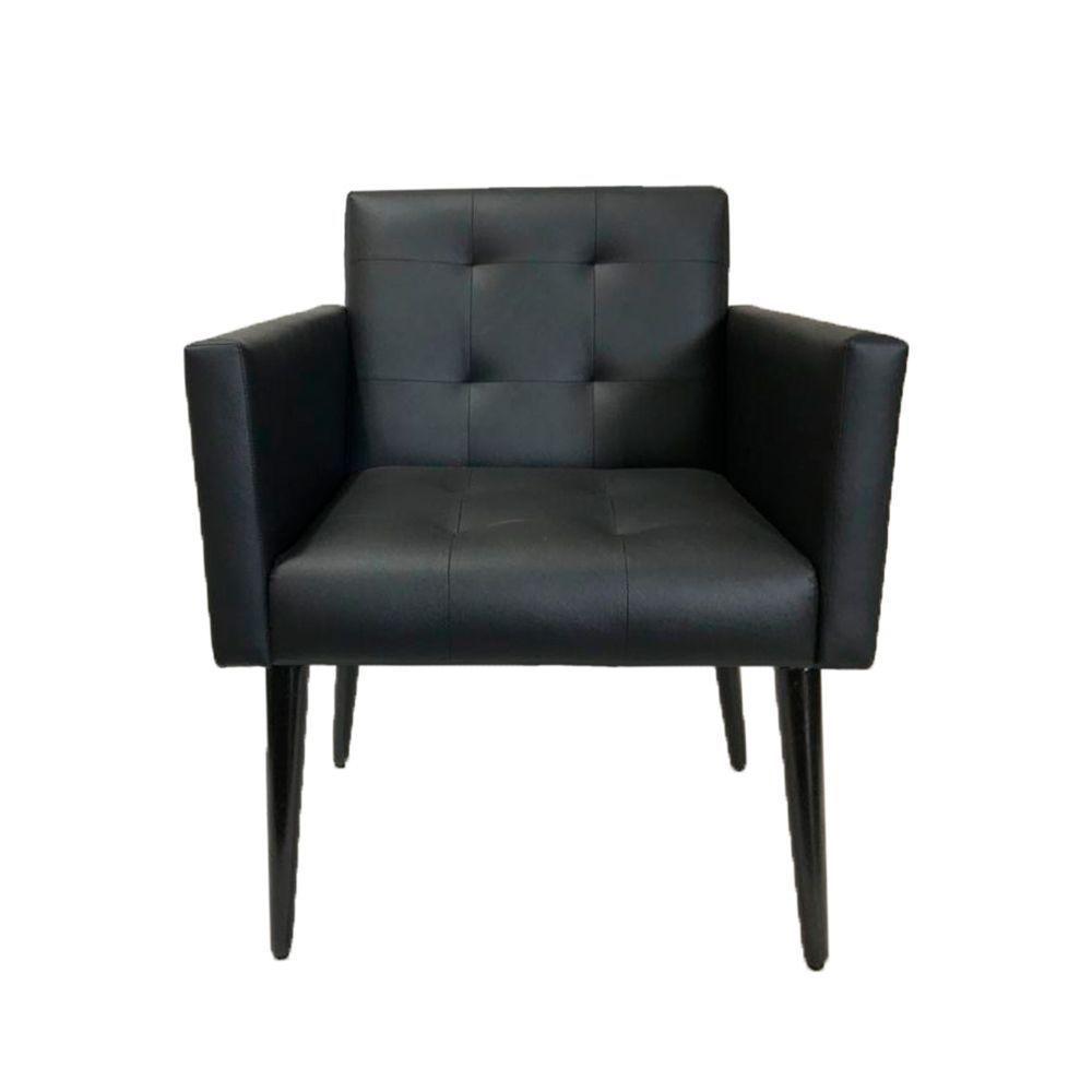 Poltrona Luca Plus Ideal Sala De Recepção Em Tecido Sintético - Preto - Cor: Preto - 1