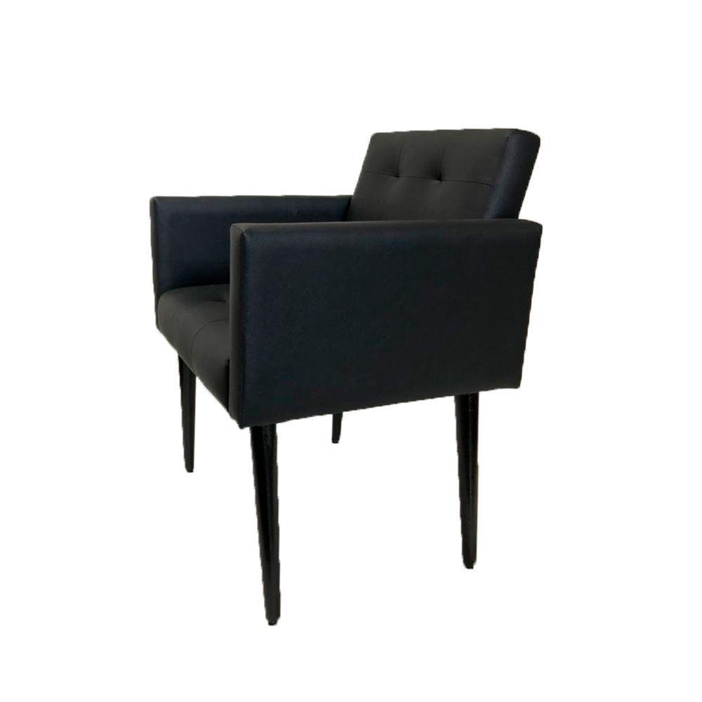 Poltrona Luca Plus Ideal Sala De Recepção Em Tecido Sintético - Preto - Cor: Preto - 2