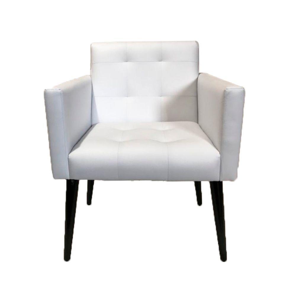 Poltrona Luca Plus Ideal Sala De Recepção Em Tecido Sintético - Branco - Cor: Branco - 1