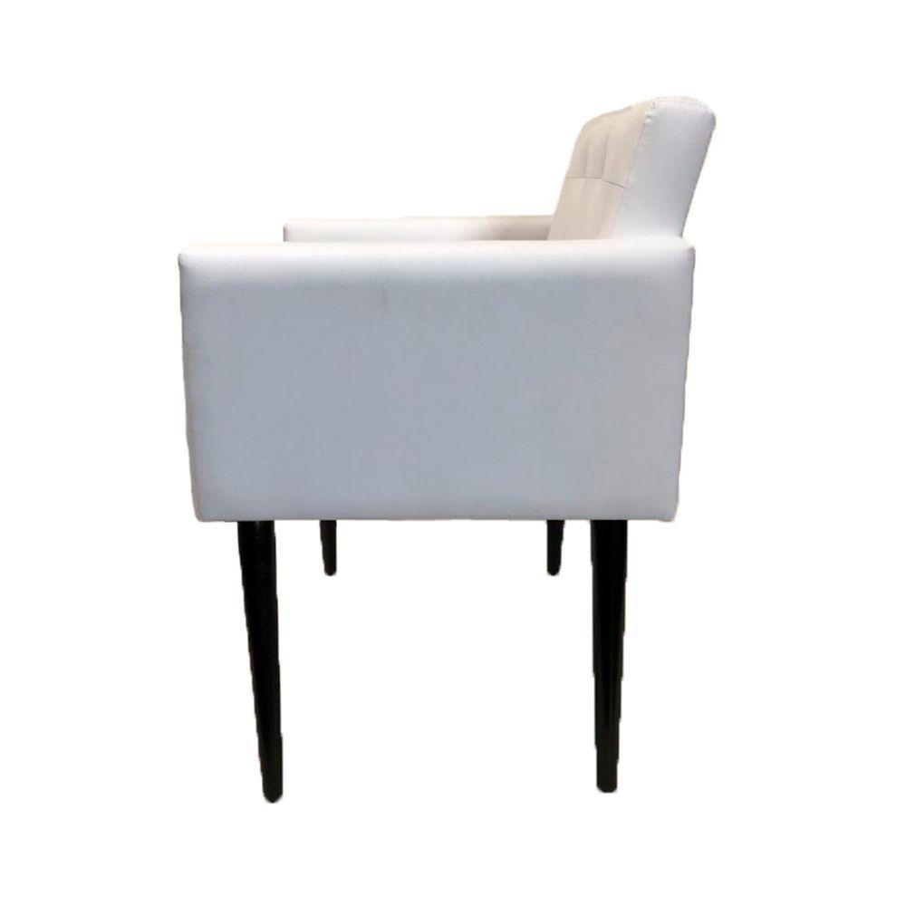 Poltrona Luca Plus Ideal Sala De Recepção Em Tecido Sintético - Branco - Cor: Branco - 4
