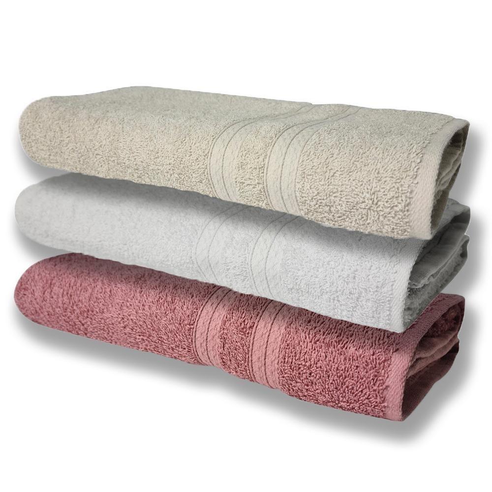 3 Toalhas Super Felpudas Grande E Grossa Algodão 80x150 Bg+br+re - 1