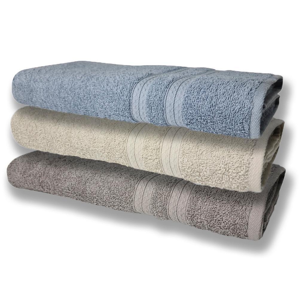 3 Toalhas Super Felpudas Grande E Grossa Algodão 80x150 Az+bg+cz - 1