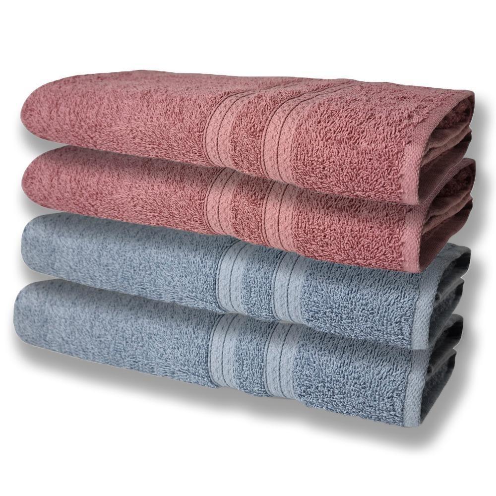 4 Toalhas Super Felpudas Grande E Grossa Algodão 80x150 Azul+rosê - 1