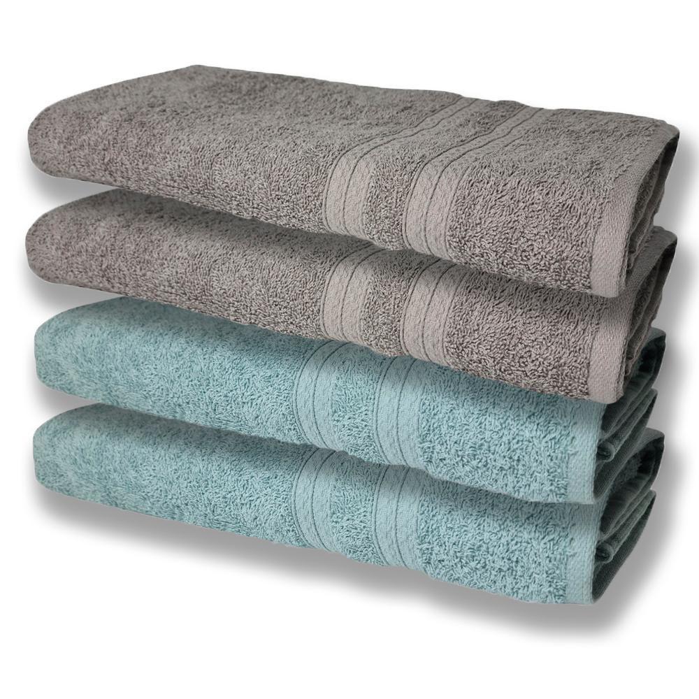 4 Toalhas Super Felpudas Grande E Grossa Algodão 80x150 Cinza+verde - 1