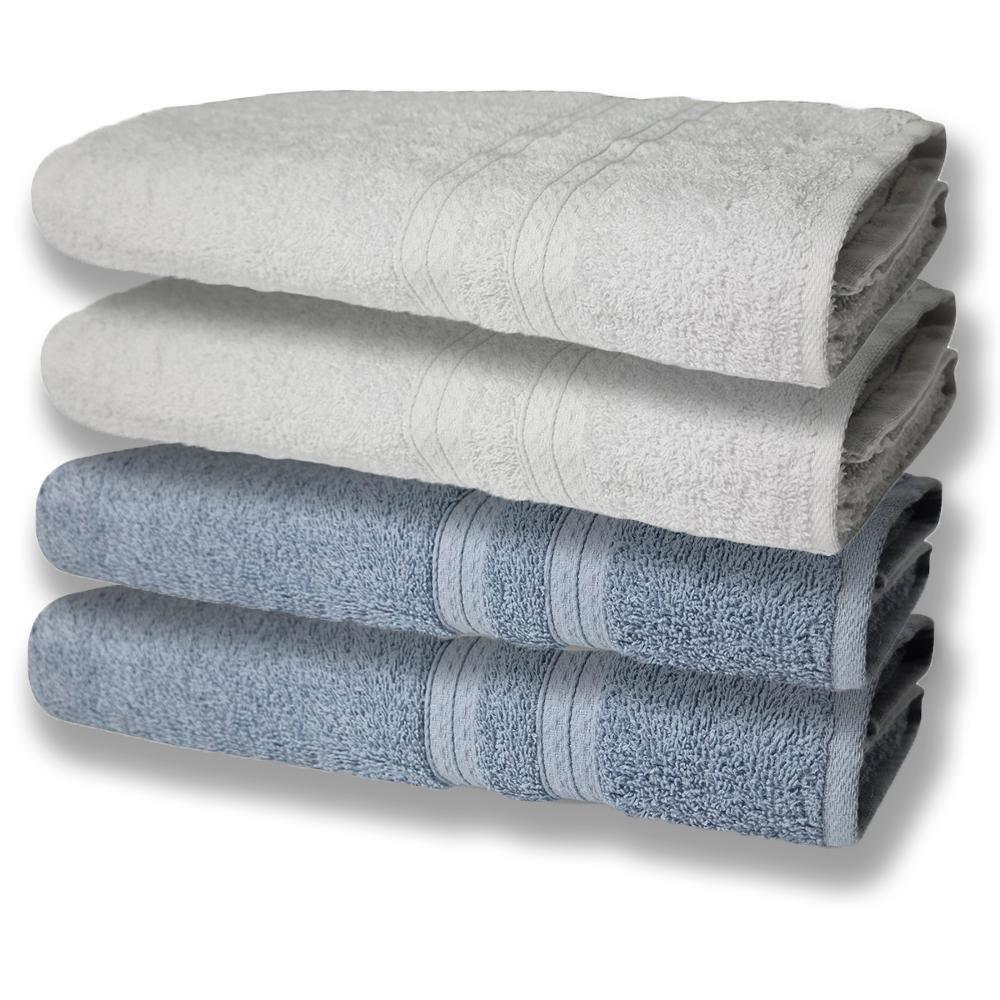 4 Toalhas Super Felpudas Grande E Grossa Algodão 80x150 Azul+branco - 1