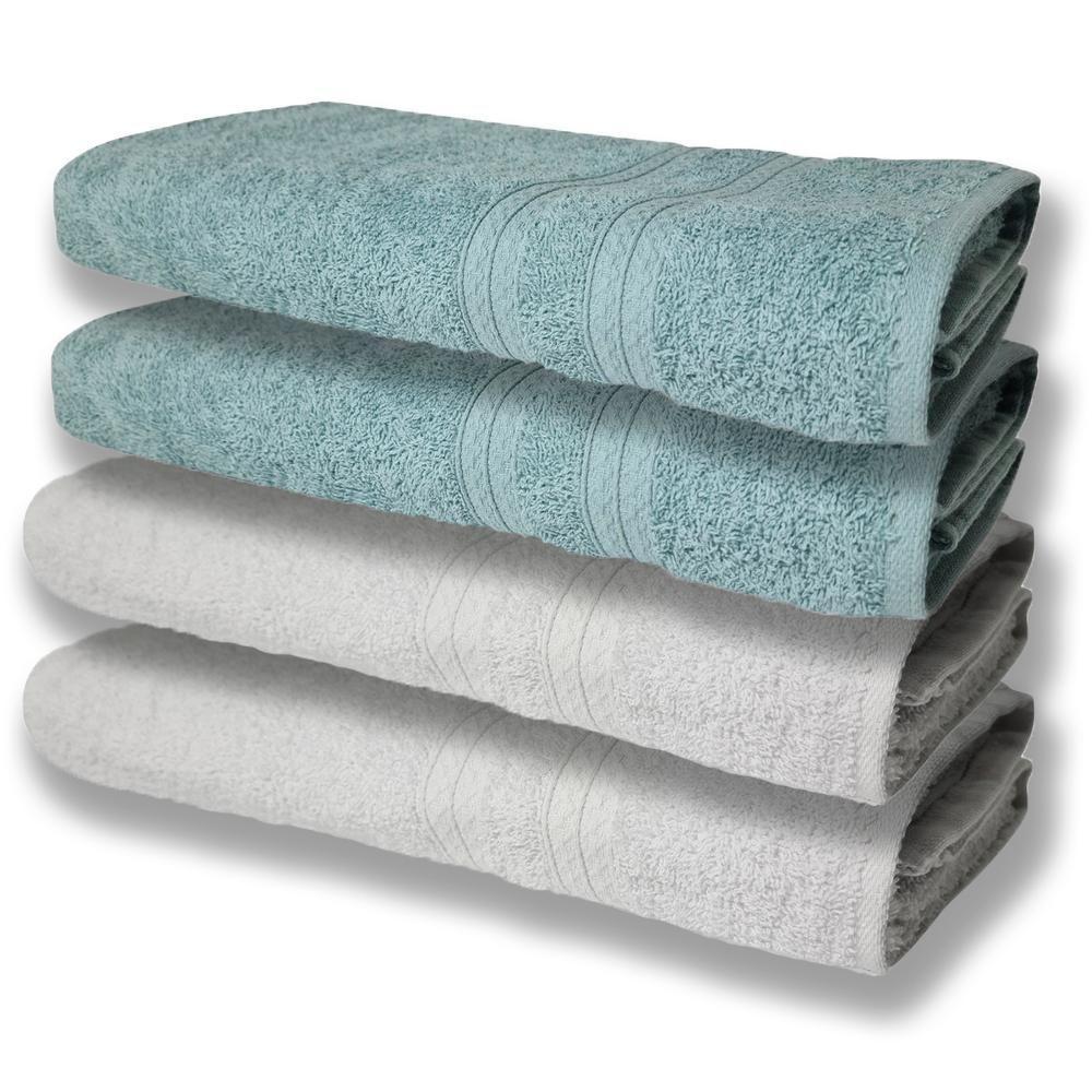 4 Toalhas Super Felpudas Grande E Grossa Algodão 80x150 Branco+verde - 1