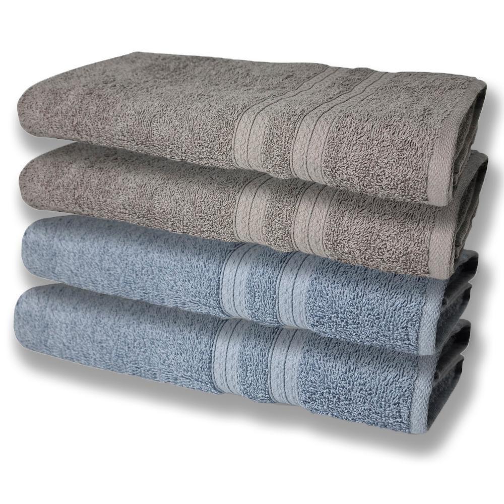 4 Toalhas Super Felpudas Grande E Grossa Algodão 80x150 Azul+cinza - 1