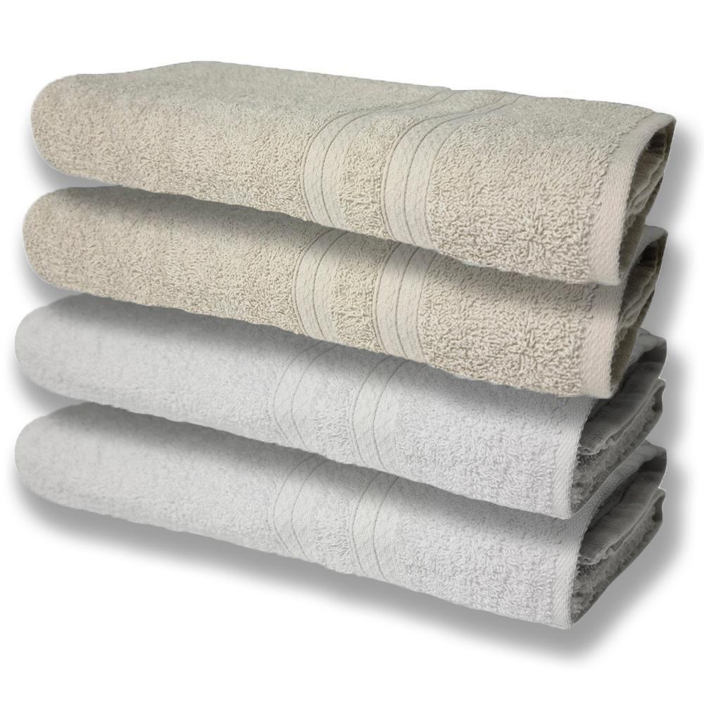 4 Toalhas Super Felpudas Grande E Grossa Algodão 80x150 Branco+bege - 1