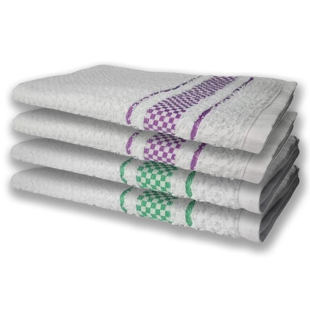 4 Panos De Prato Atoalhado Felpudo Premium Verde+Roxo - 1