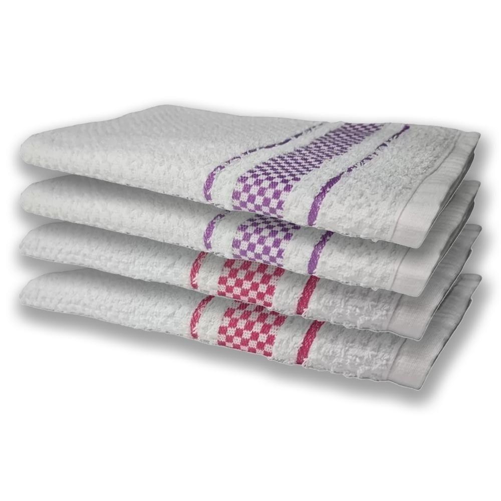 4 Panos De Prato Atoalhado Felpudo Premium Rosa+Roxo - 1