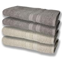 4 Toalhas Felpudas Grande E Grossa Algodão 80x150 Bege+cinza - 1