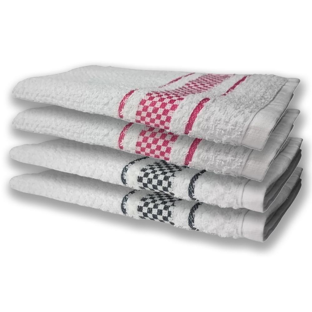 4 Panos De Prato Atoalhado Felpudo Premium Preto+Rosa - 5