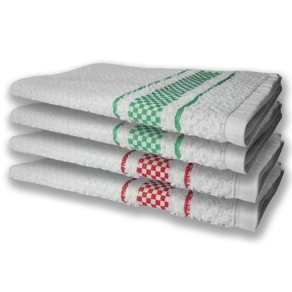 4 Panos De Prato Atoalhado Felpudo Premium Vermelho+Verde - 1