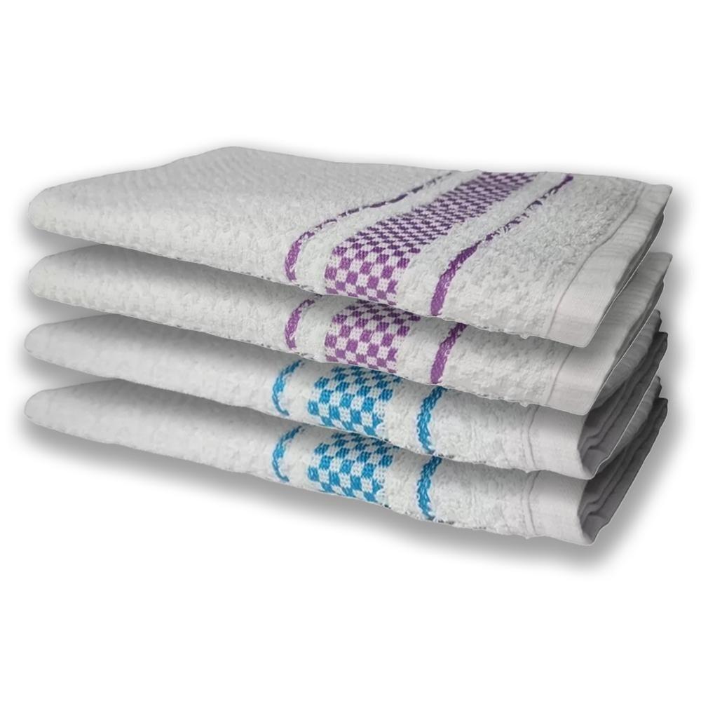 4 Panos De Prato Atoalhado Felpudo Premium Azul+Roxo - 5