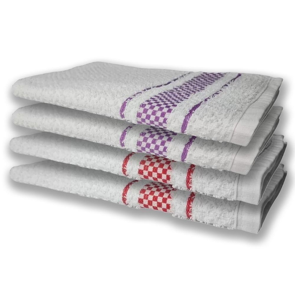 4 Panos De Prato Atoalhado Felpudo Premium Vermelho+Roxo - 1