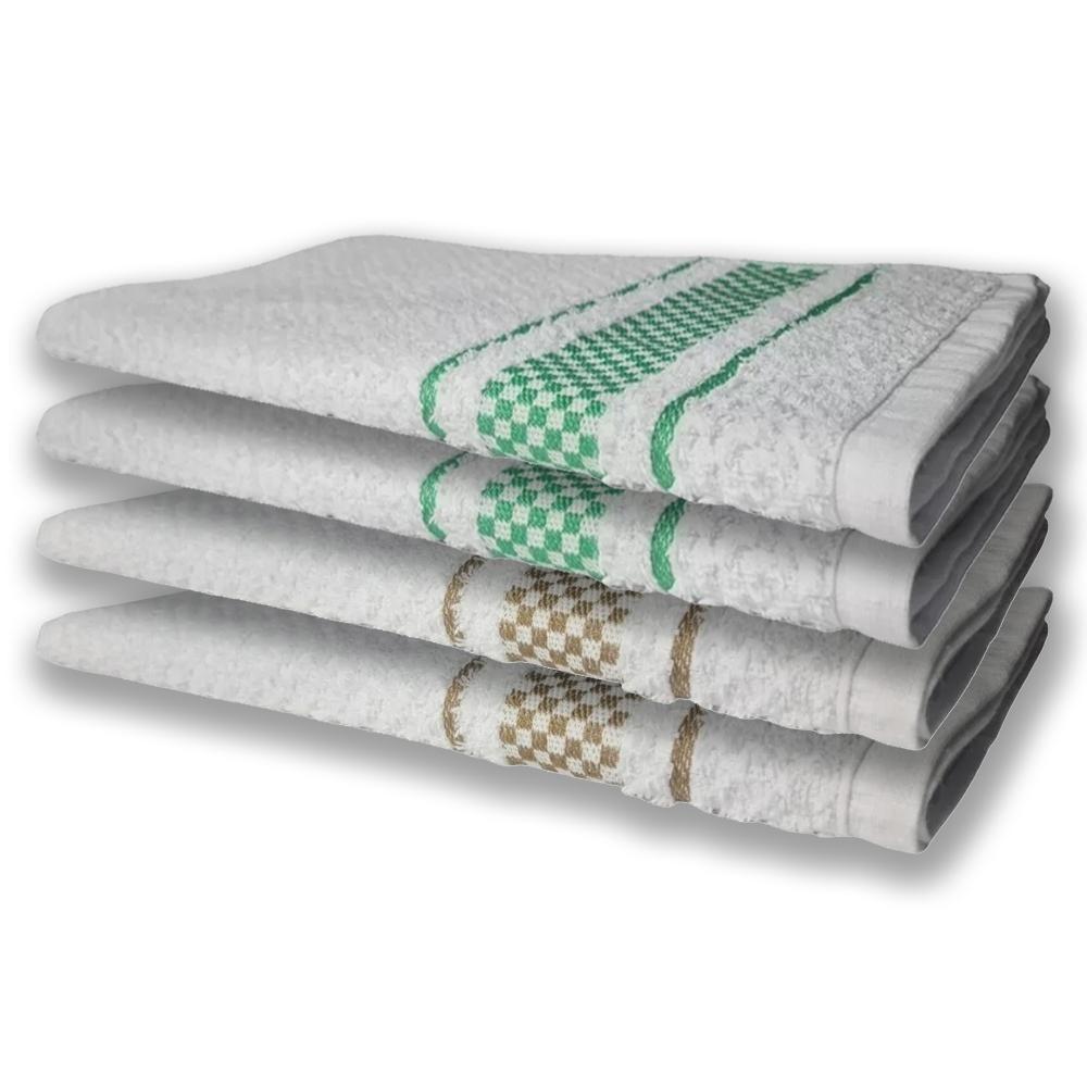 4 Panos De Prato Atoalhado Felpudo Premium Verde+Marrom - 5