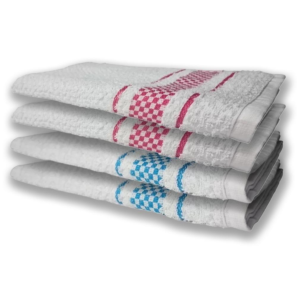 4 Panos De Prato Atoalhado Felpudo Premium Azul+Rosa - 1